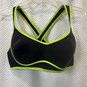 Under Armour Black and Neon Yellow Sports Bra